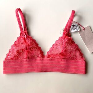 STELLA McCARTNEY Millie Drawing Pink Lace Bralette Soft Cup Bra SMALL S21-227